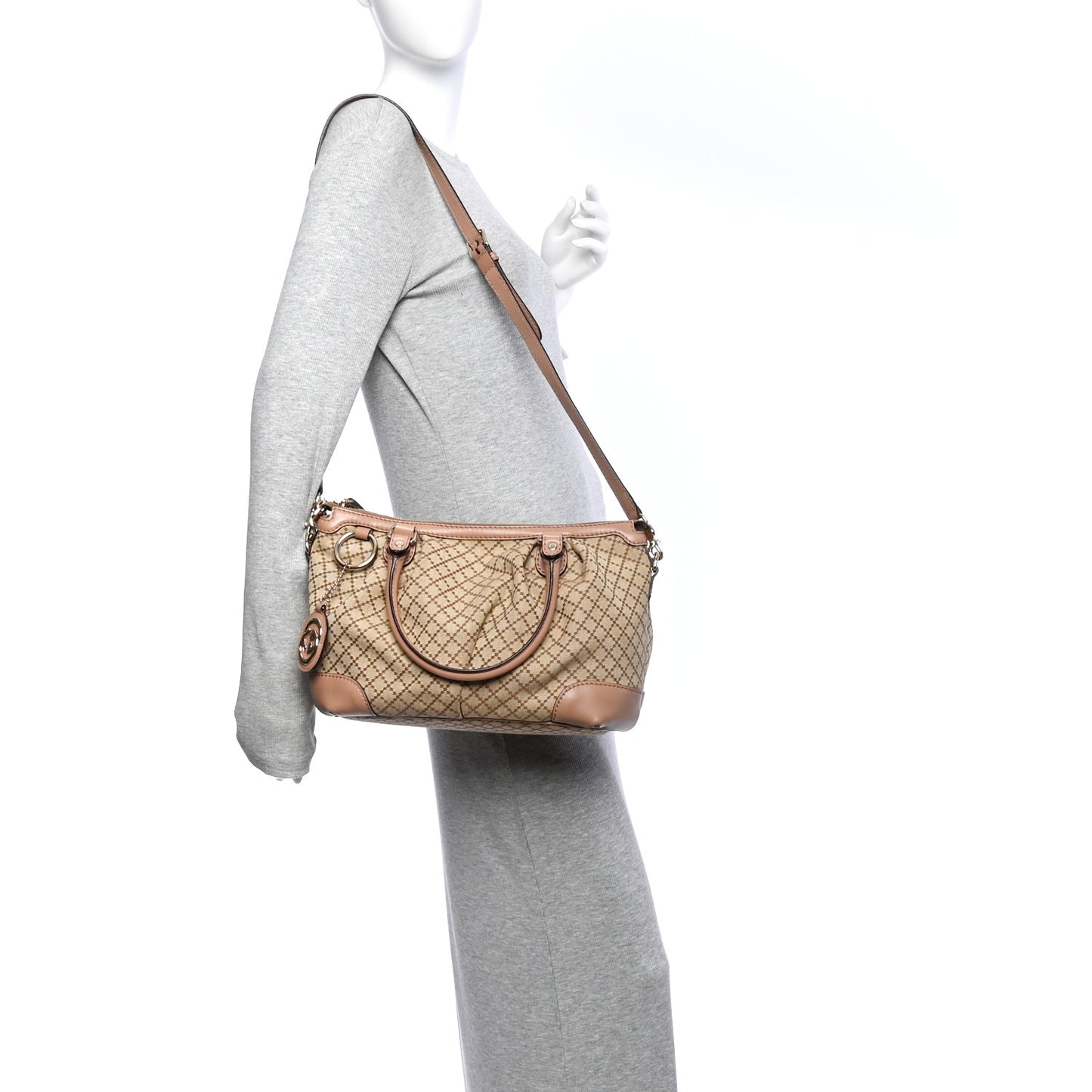 Diamante Medium Sukey Top Handle Bag Beige Pink