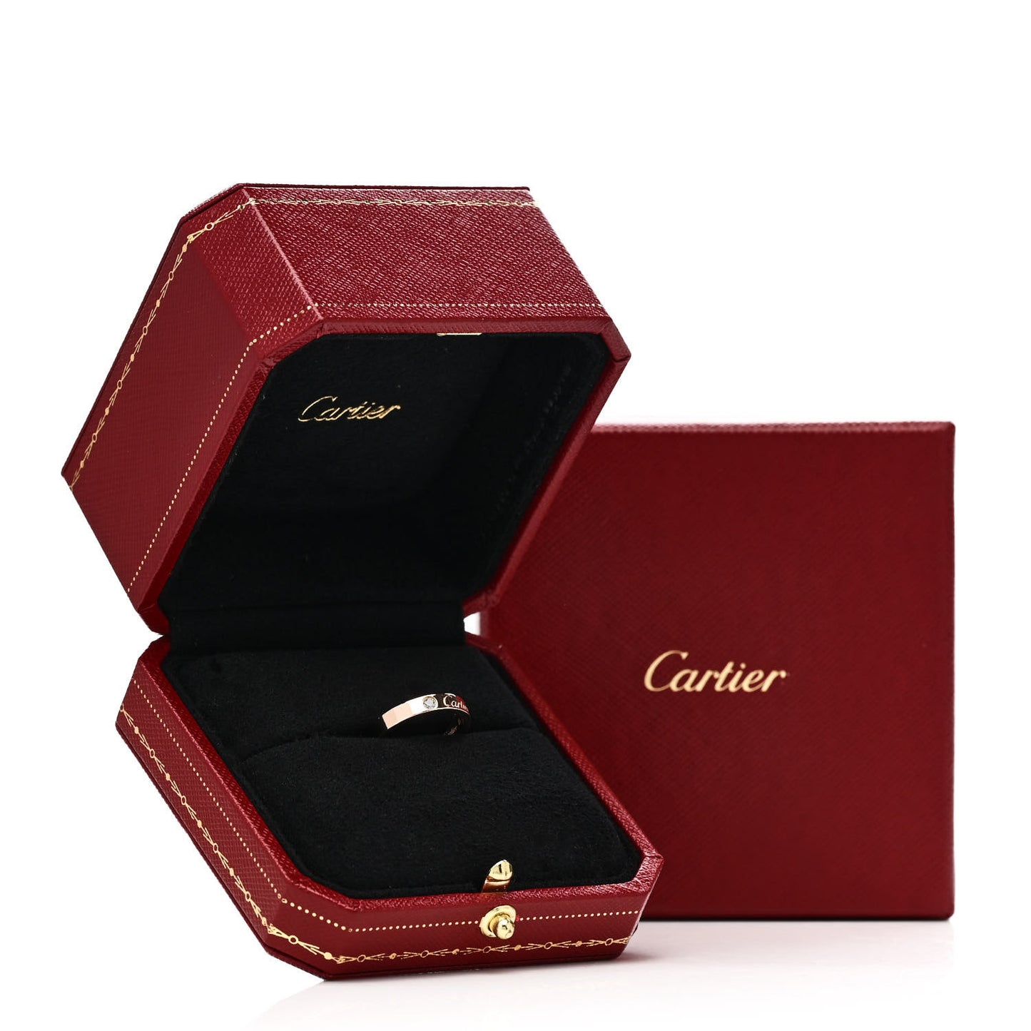 18K Pink Gold Diamond 3mm C De Cartier Wedding Band Ring 46 3.75