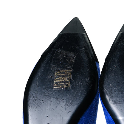Chanel Suede Satin Cap Toe Gabrielle Ballerina Flats 39 Royal Blue Black 9 of 11