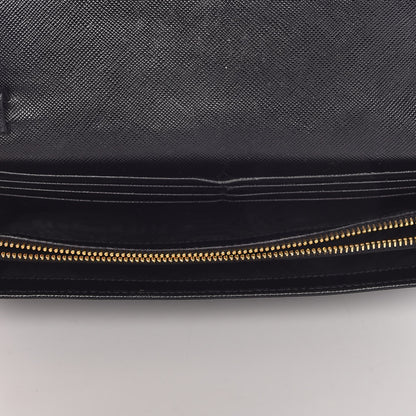 Prada Saffiano Metal Oro Chain Wallet Black 5 of 12