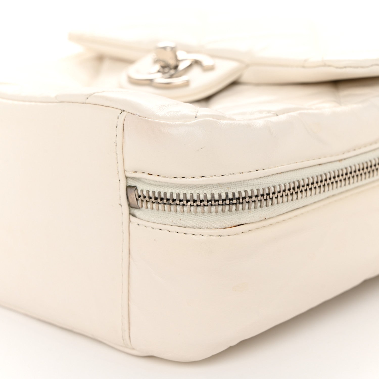 Chanel Aged Calfskin Quilted Top Handle Camera Case White 10 of 12