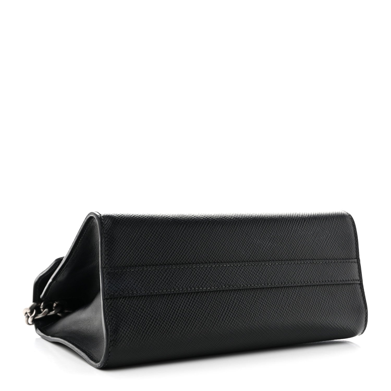 Prada Saffiano Cuir Calfskin Monochrome Envelope Flap Chain Shoulder Bag Black 3 of 12