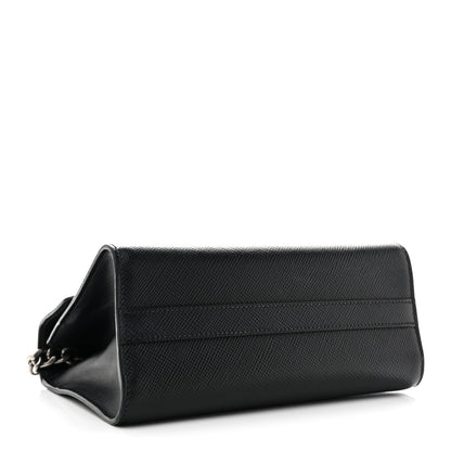 Prada Saffiano Cuir Calfskin Monochrome Envelope Flap Chain Shoulder Bag Black 3 of 12