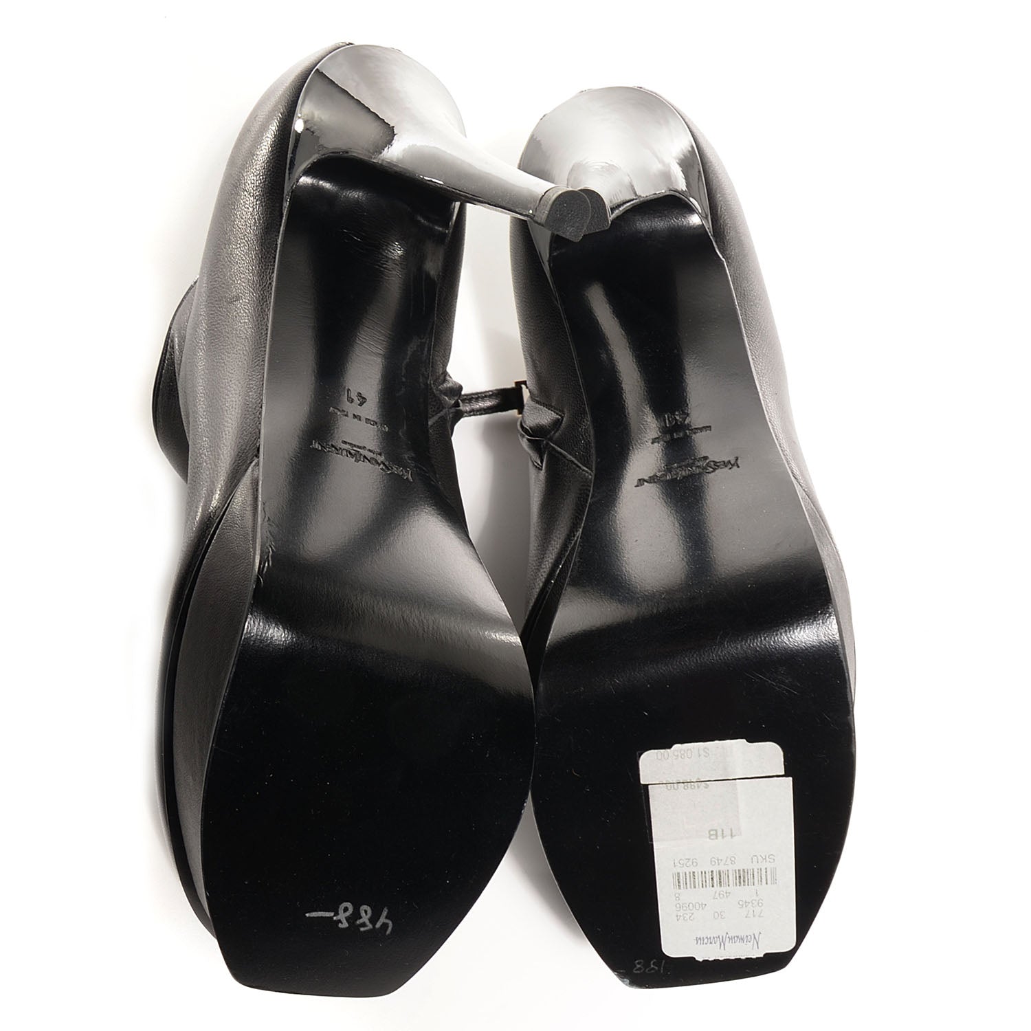 Saint Laurent Calfskin Tribute Platform Booties 41 Black 6 of 8