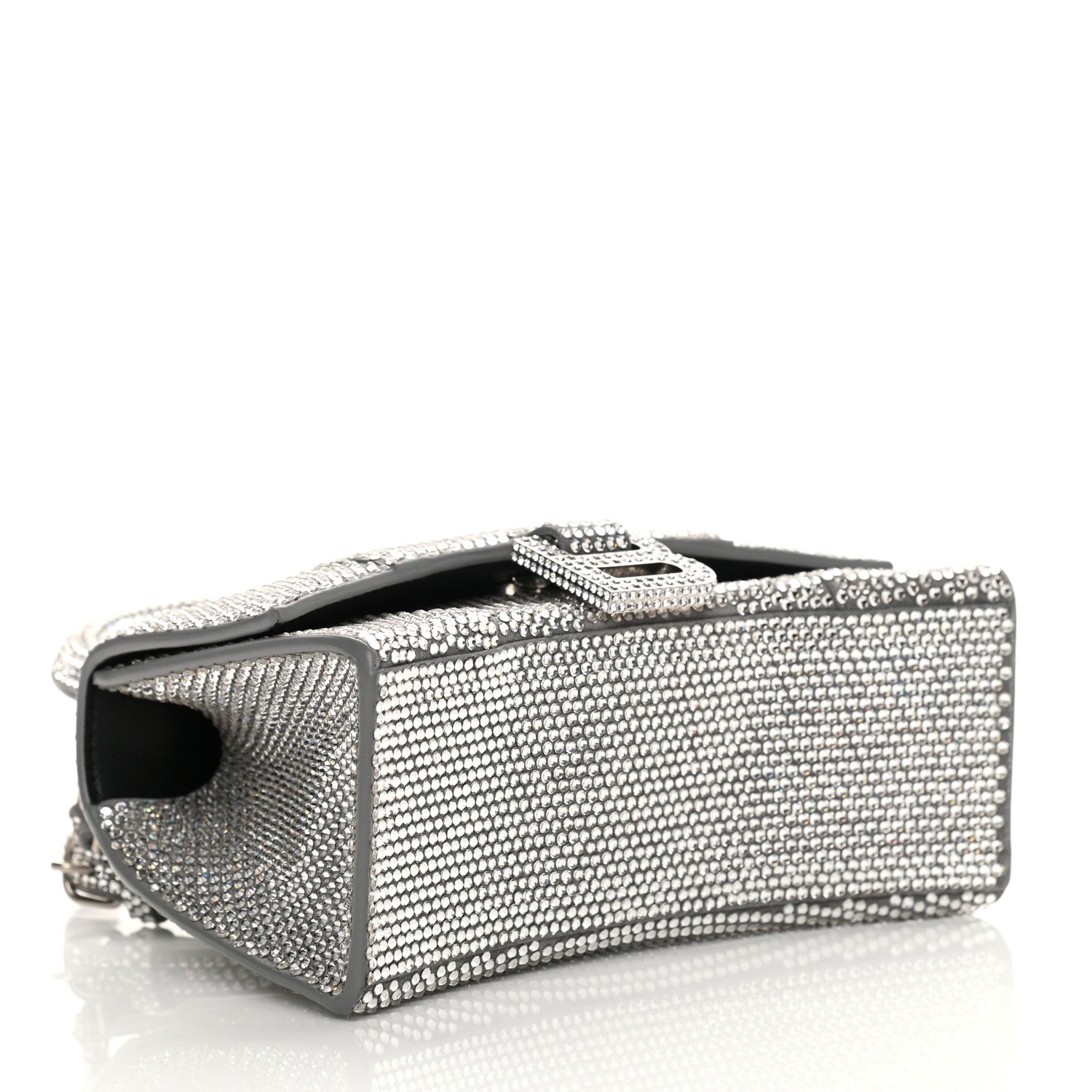 Balenciaga Strass Suede Hourglass Top Handle Bag XS Smoke Grey Crystal 4 of 13
