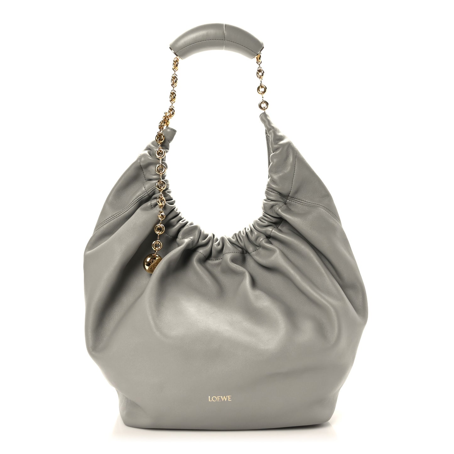 Buttery Nappa Lambskin Medium Squeeze Bag Pearl Grey