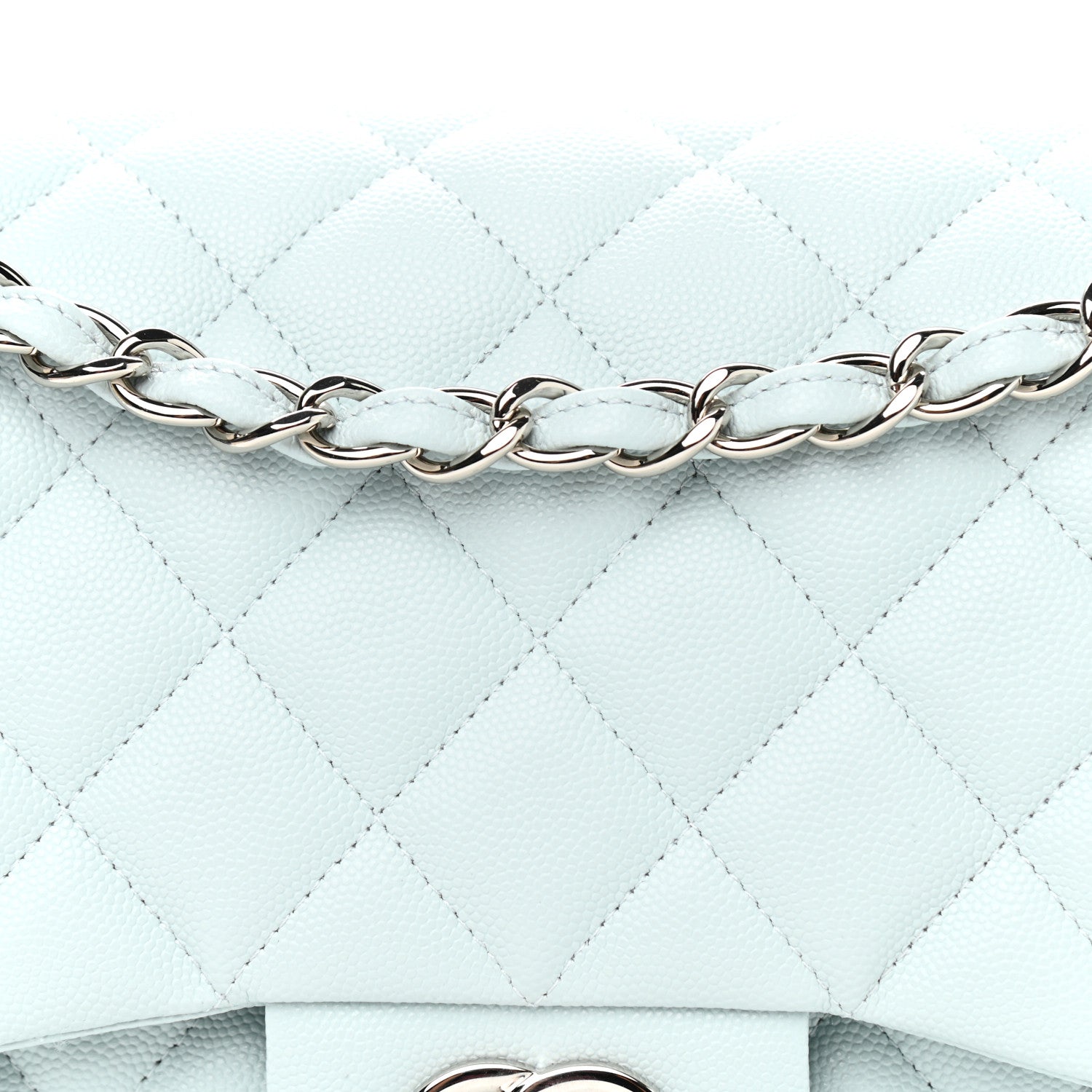 Chanel Caviar Quilted Jumbo Double Flap Light Blue 7 of 10