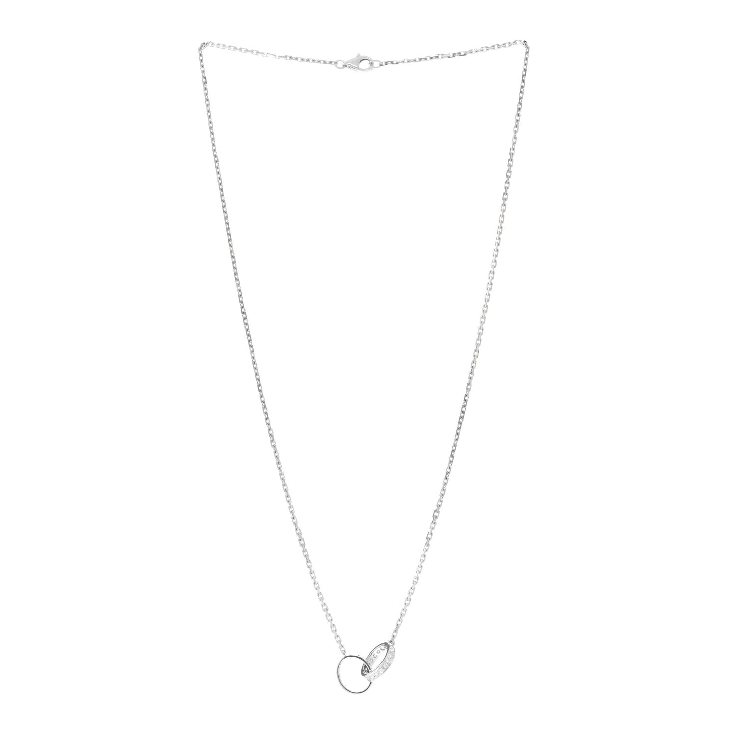 18K White Gold Diamond Interlocking LOVE Necklace
