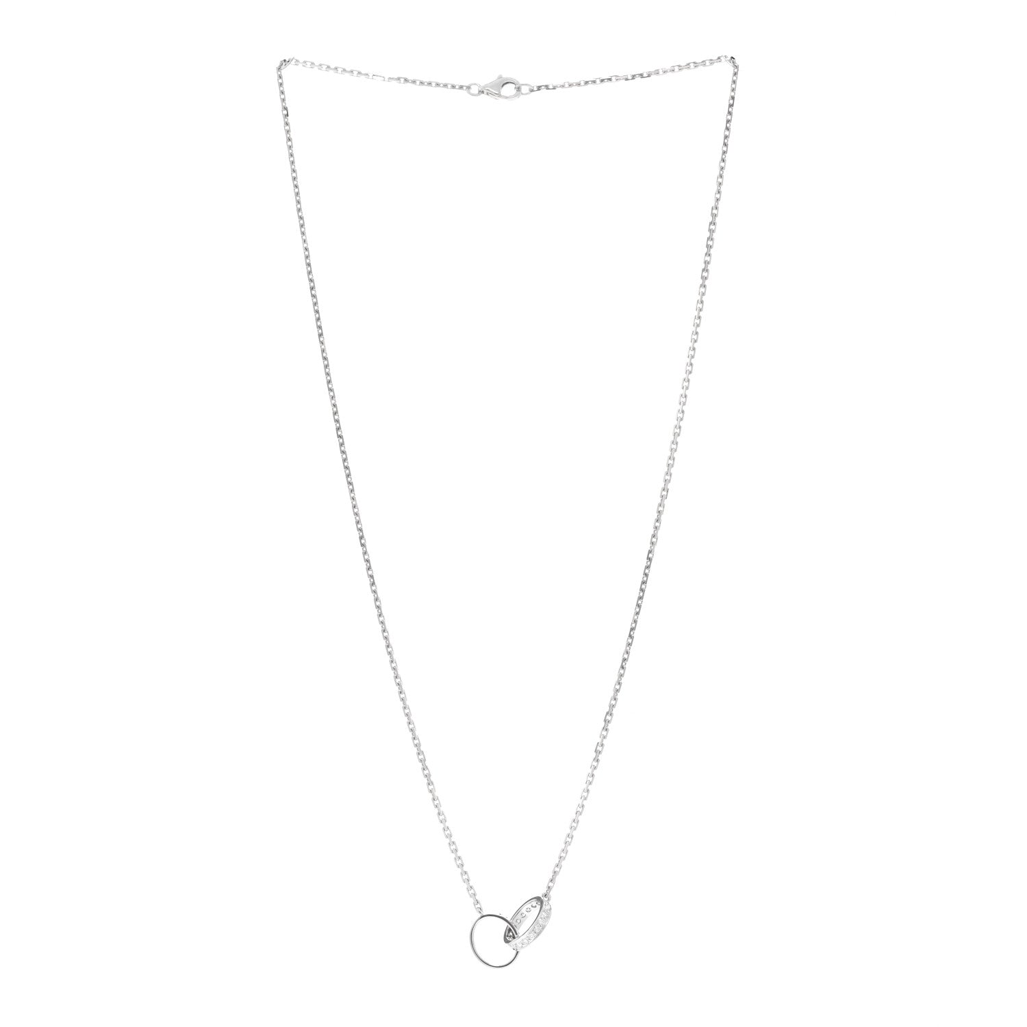 Cartier 18K White Gold Diamond Interlocking LOVE Necklace 3 of 5