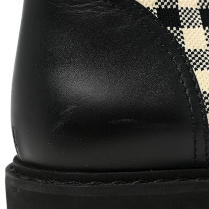 Fendi Vitello Stretch Fabric FF Vichy Rockoko Biker Boots 38.5 Black Crema Tobacco 11 of 13