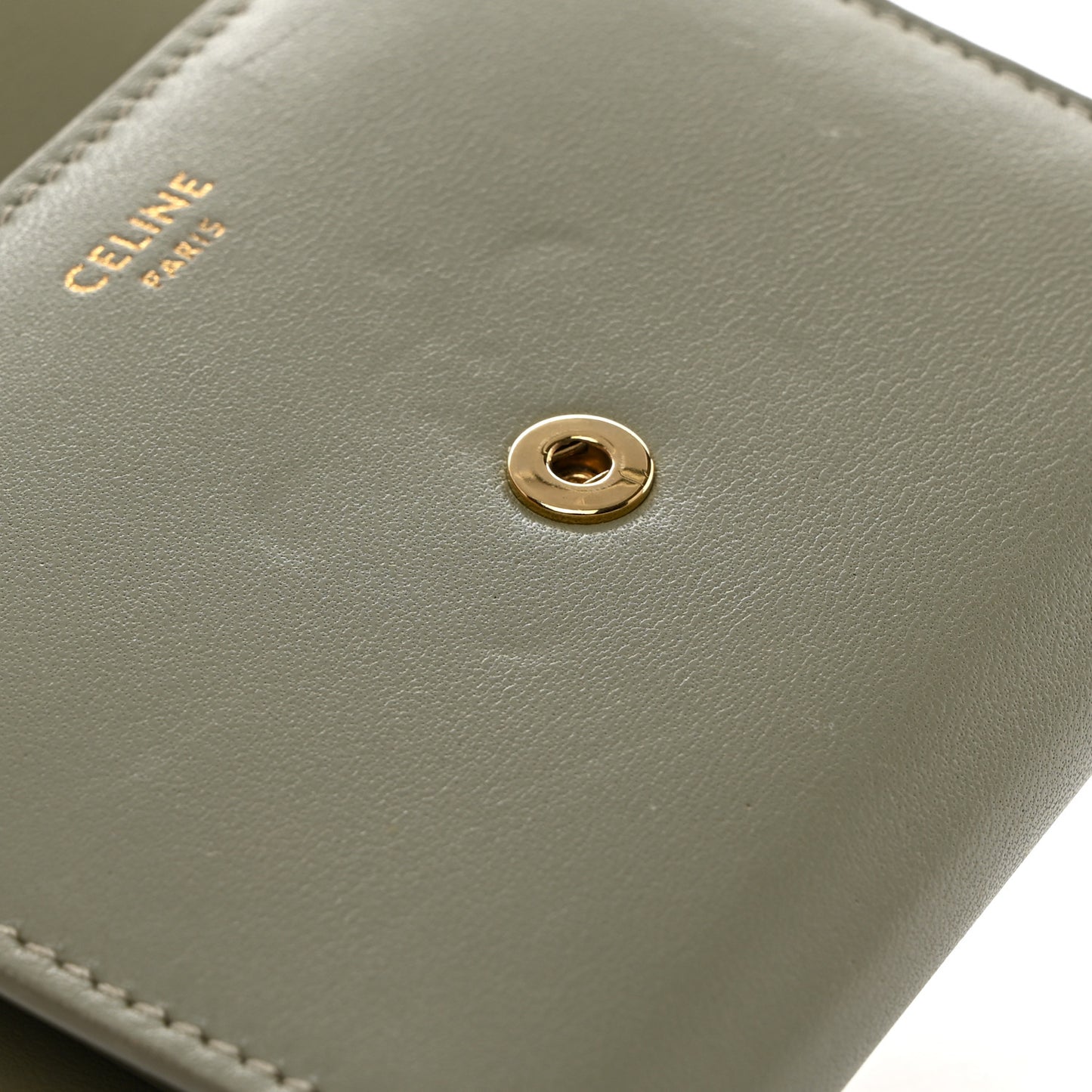 Shiny Calfskin Triomphe Compact Wallet Green Clay