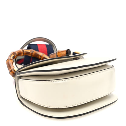 Gucci Boarded Dyana Lux Calfskin Web Mini Bamboo 1947 Top Handle Bag Mystic White 4 of 9