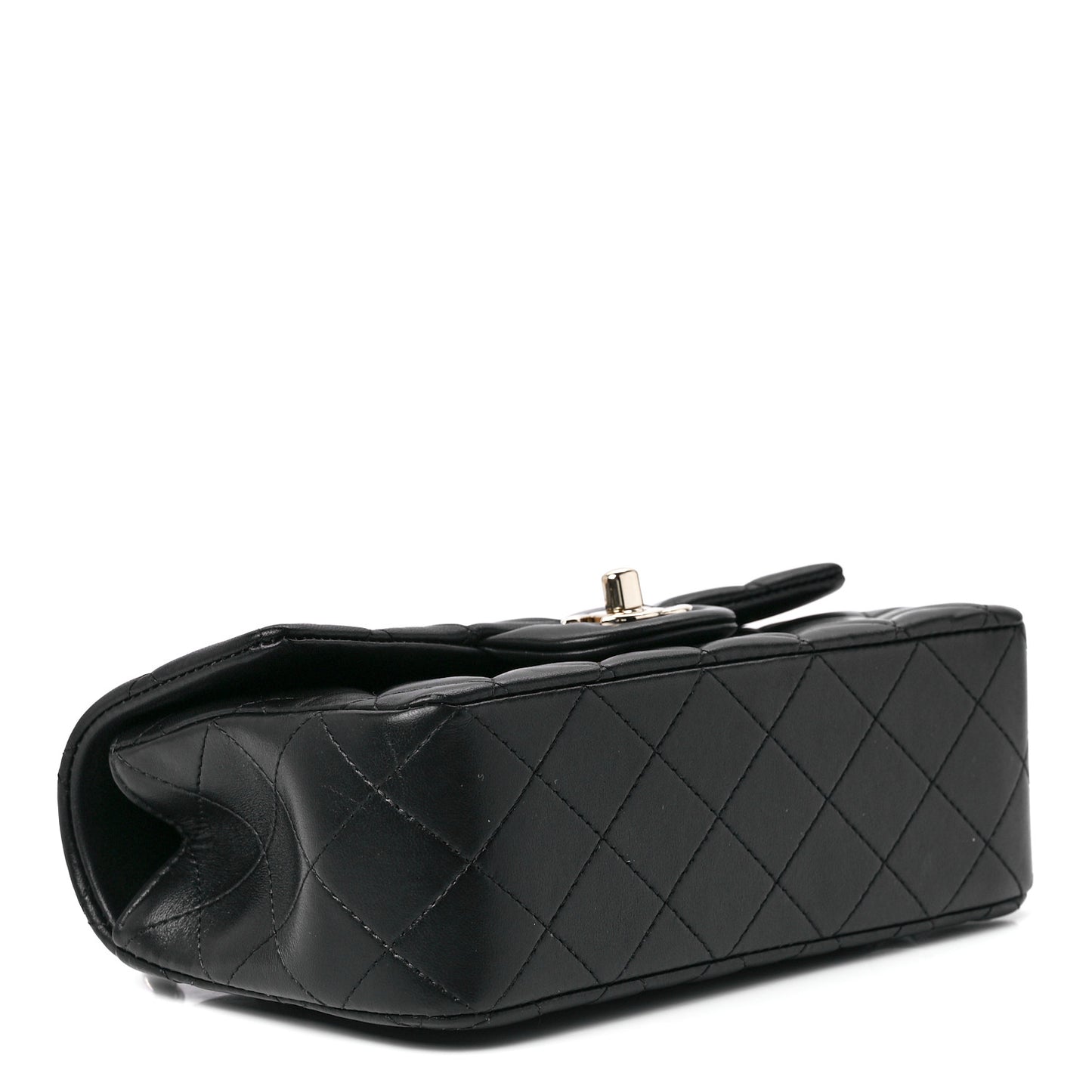 Lambskin Pearl Crystal Quilted Mini CC Lion Charm Top Handle Rectangular Flap Black