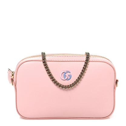 Gucci Dollar Calfskin Enamel Super Mini GG Marmont Chain Shoulder Bag Light Pink Blue 1 of 10