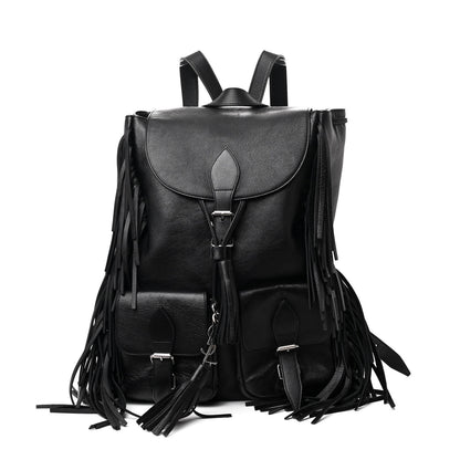 Saint Laurent Calfskin Fringe Festival Backpack Black 1 of 12