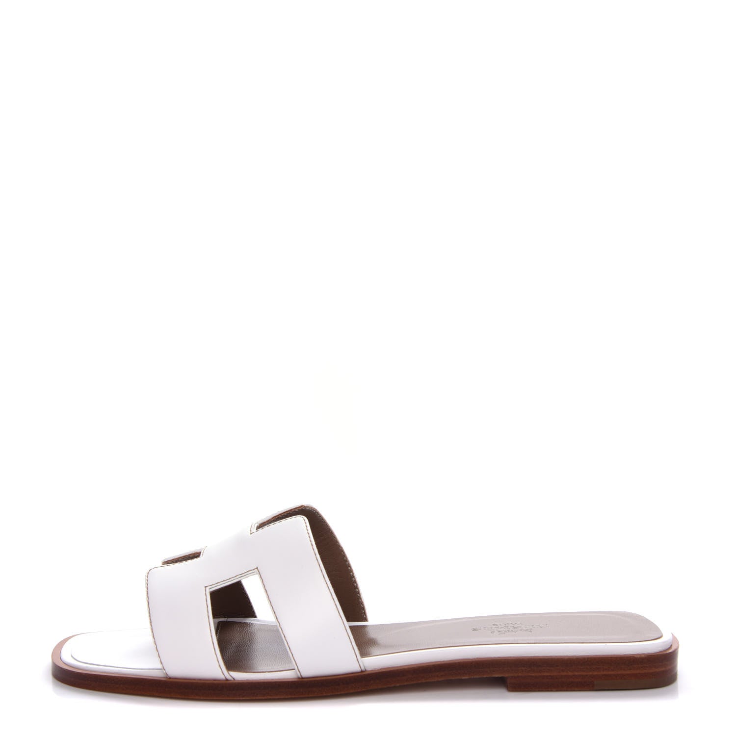 Hermes Box Calfskin Oran Sandals 37 White 1 of 11