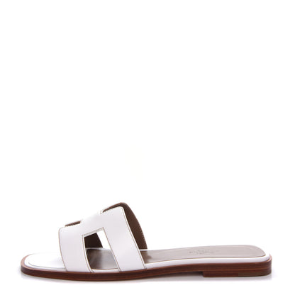 Hermes Box Calfskin Oran Sandals 37 White 1 of 11