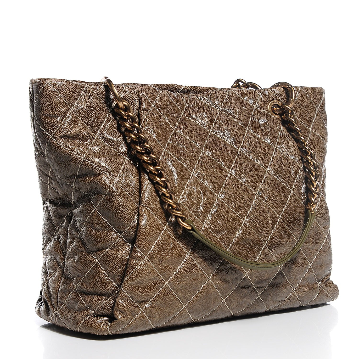 Chanel Crumpled Grained Calfskin Coco Pleats Large Tote Green 3 of 7