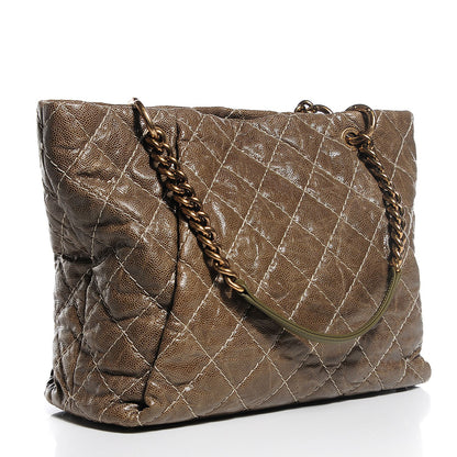 Chanel Crumpled Grained Calfskin Coco Pleats Large Tote Green 3 of 7