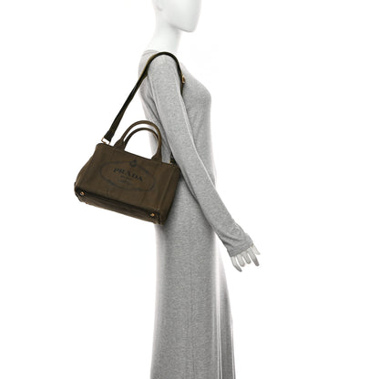 Prada Denim Small Logo Tote  Green 2 of 10