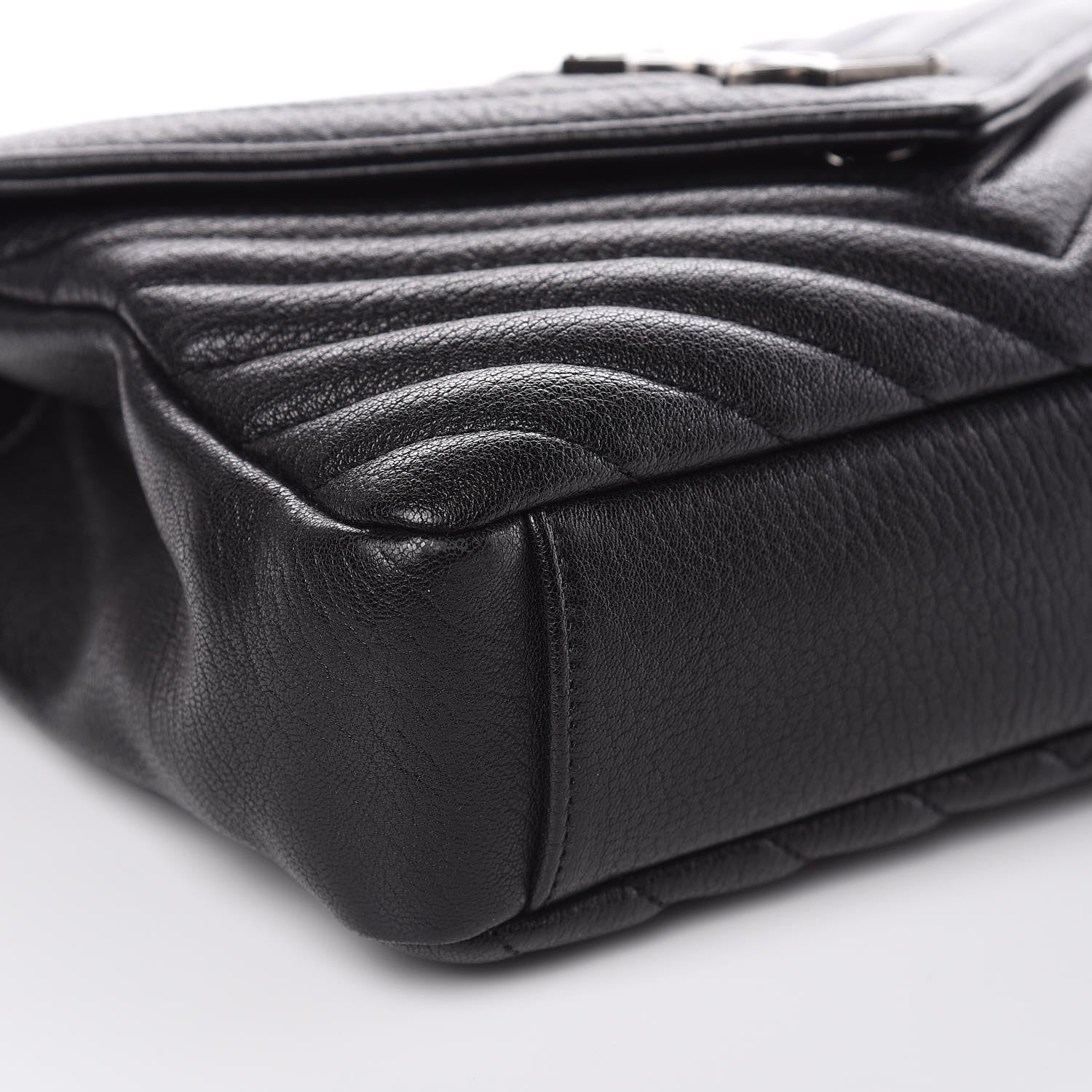 Saint Laurent Sheepskin Matelasse Chevron Monogram Medium College Bag Black 9 of 11