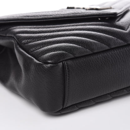 Saint Laurent Sheepskin Matelasse Chevron Monogram Medium College Bag Black 9 of 11
