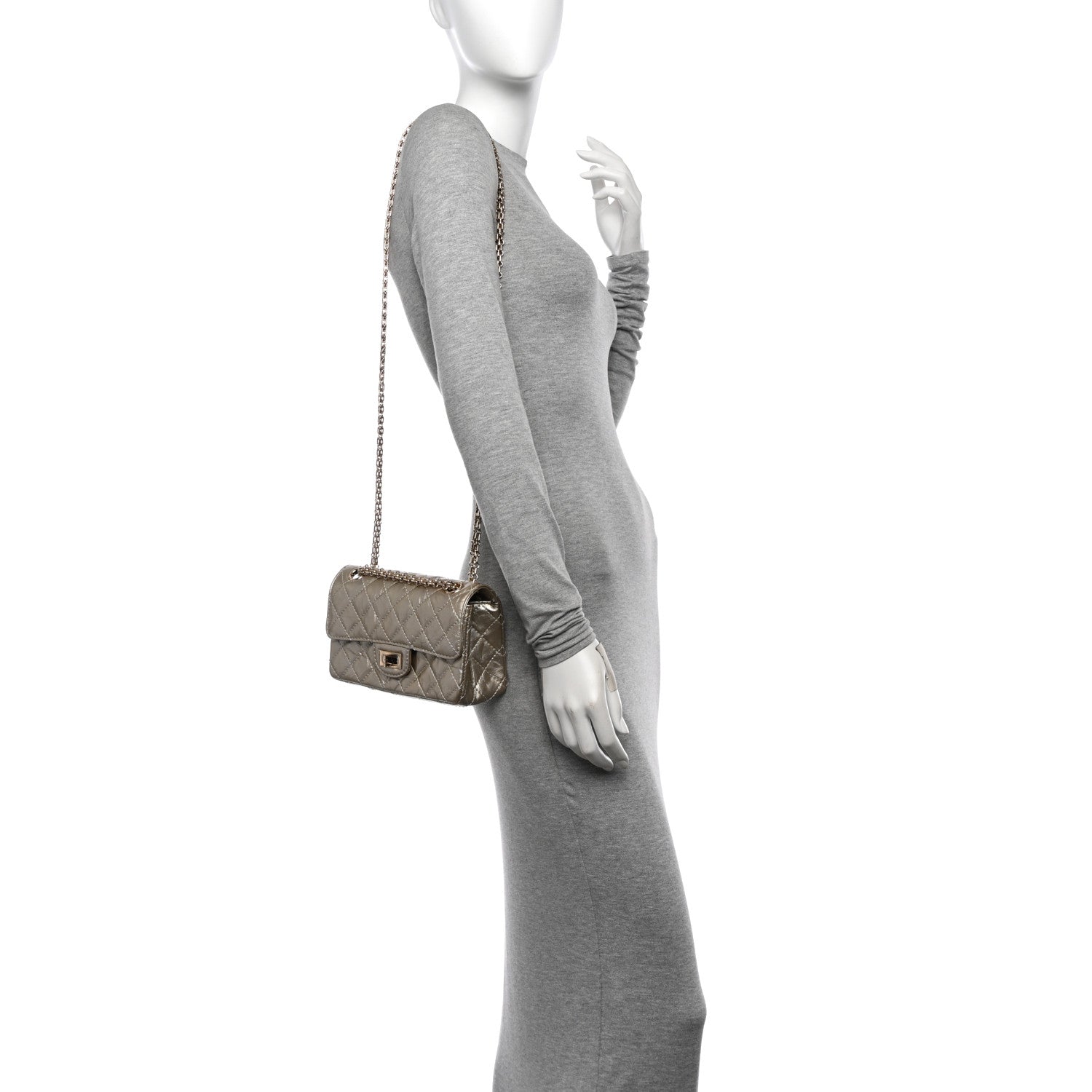 Chanel Metallic Aged Calfskin Quilted 2.55 Reissue Mini Flap Light Gold 2 of 11