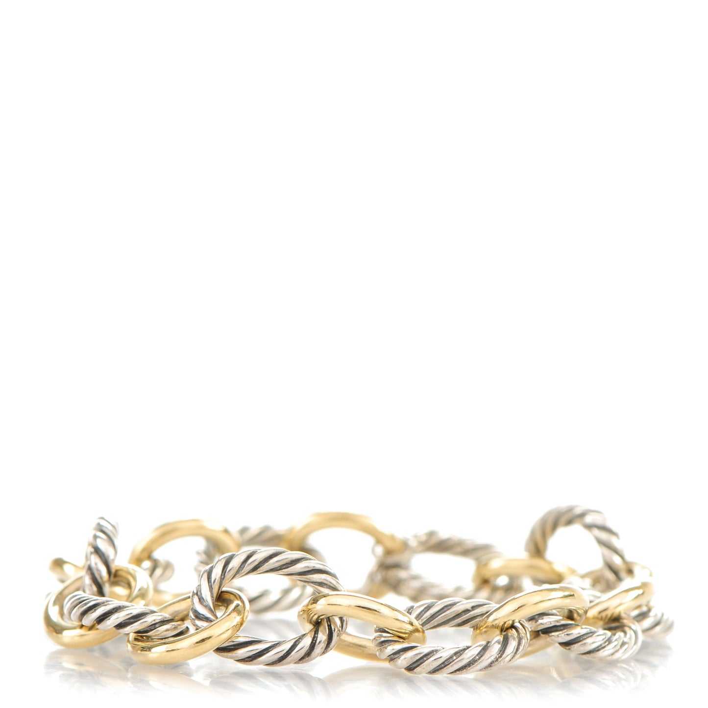 Sterling Silver 18K Yellow Gold 12mm Large Oval Link Bracelet