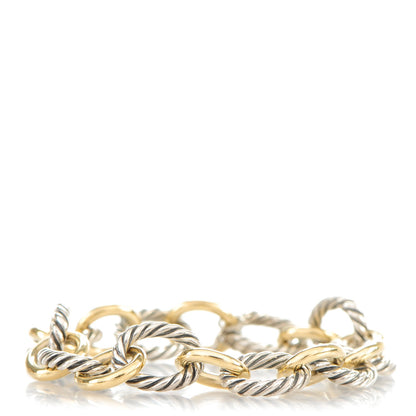 David Yurman Sterling Silver 18K Yellow Gold 12mm Large Oval Link Bracelet 1 of 4