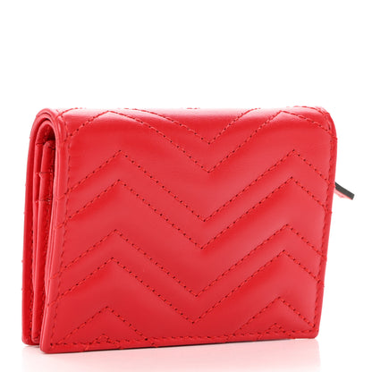Gucci Calfskin Matelasse GG Marmont Card Case Wallet Hibiscus Red 4 of 8