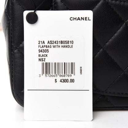 Chanel Lambskin Quilted Mini Top Handle Rectangular Flap Black 10 of 12