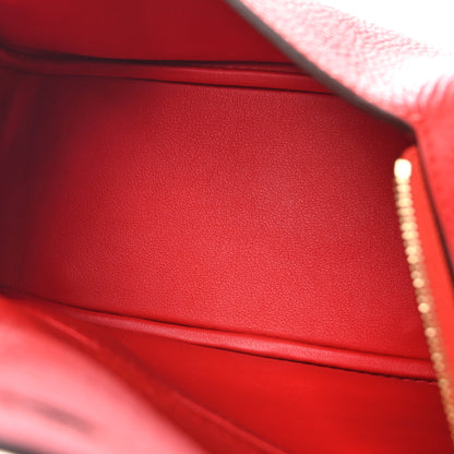 Hermes Taurillon Clemence Mini Lindy 20 Rouge de Coeur 5 of 10