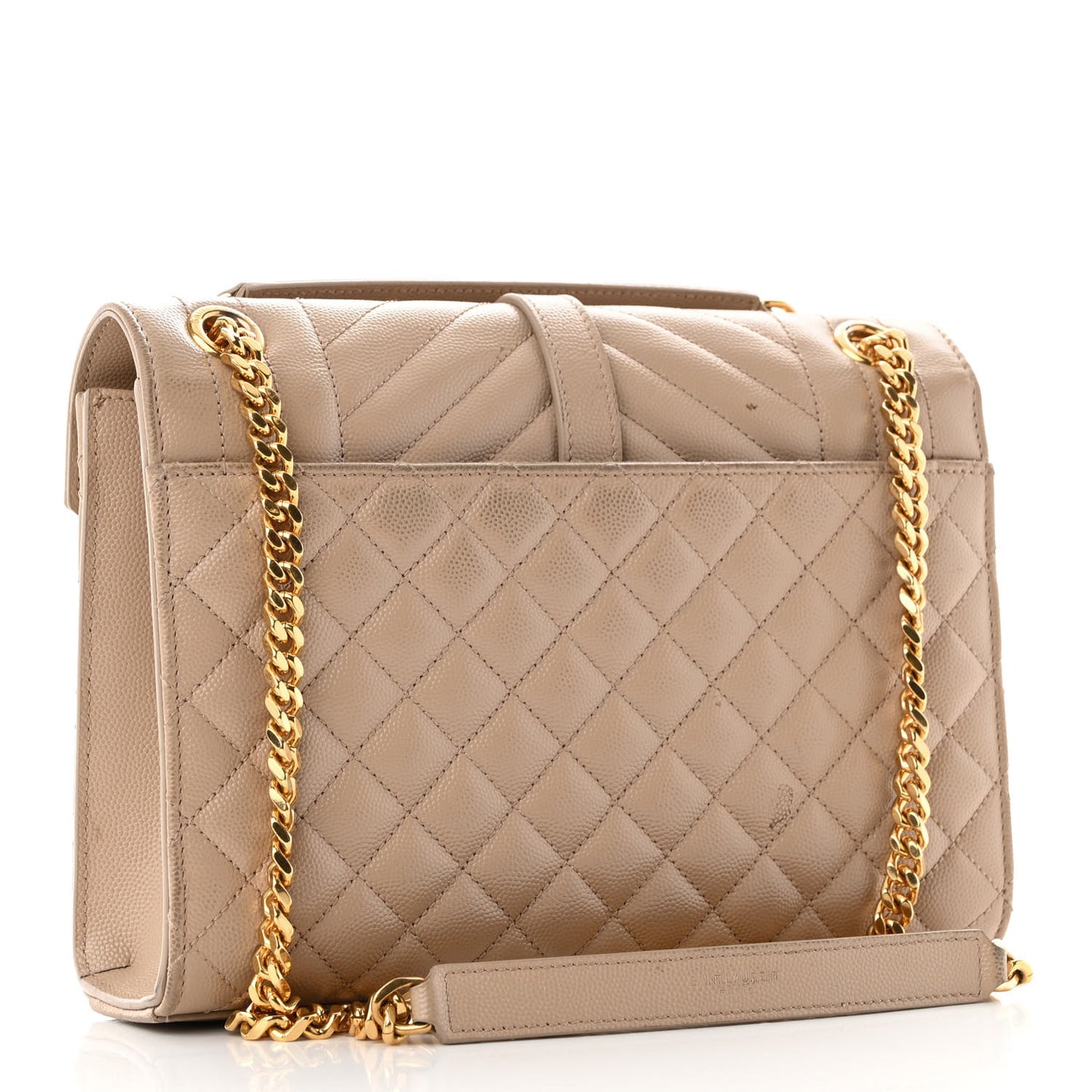 Grain De Poudre Textured Mixed Matelasse Medium Triquilt Monogram Satchel Dark Beige