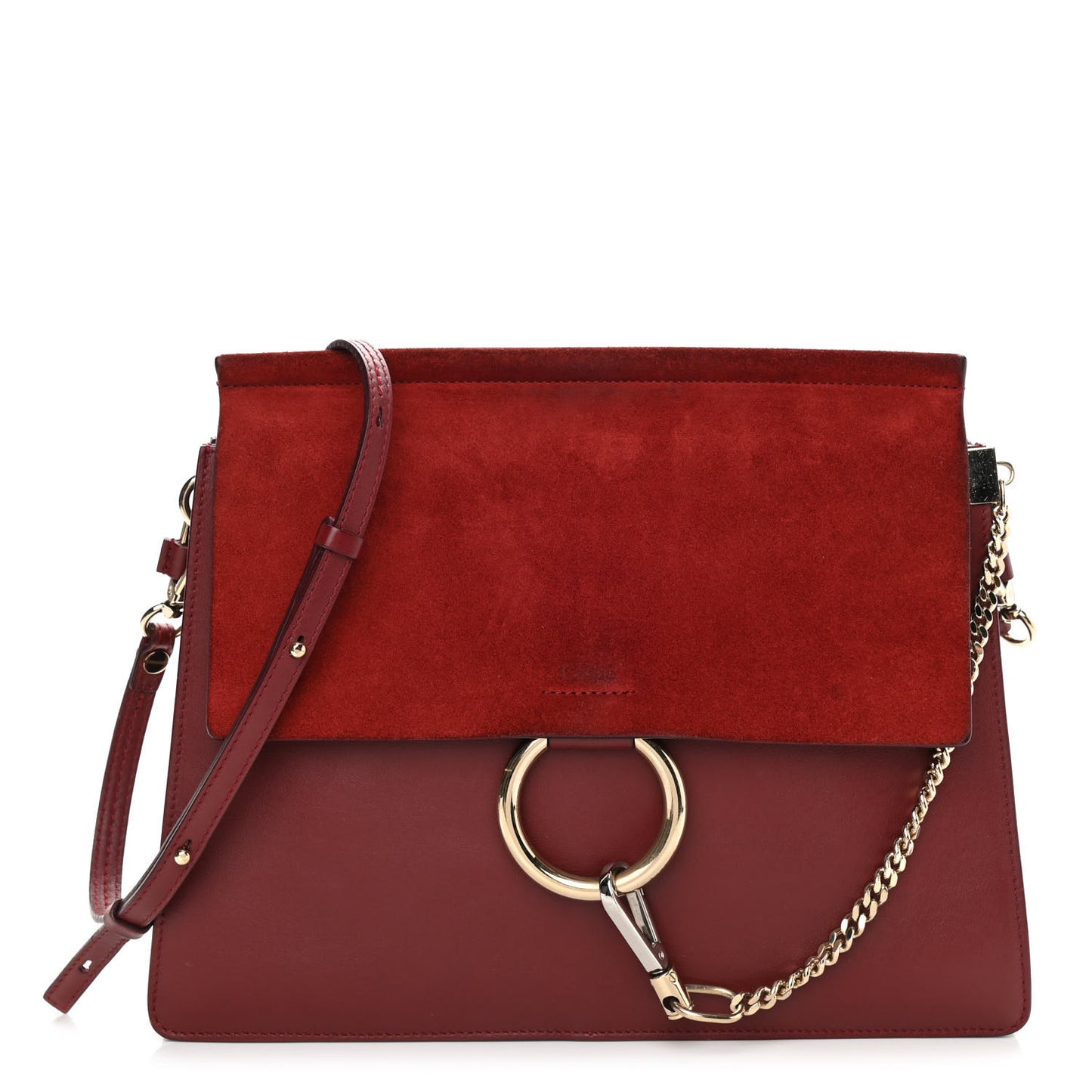 Calfskin Suede Medium Faye Shoulder Bag Plum Purple