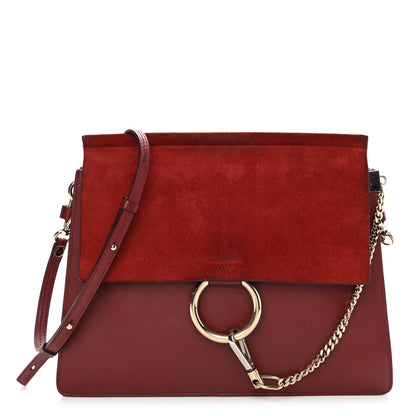 Chloe Calfskin Suede Medium Faye Shoulder Bag Plum Purple 1 of 12