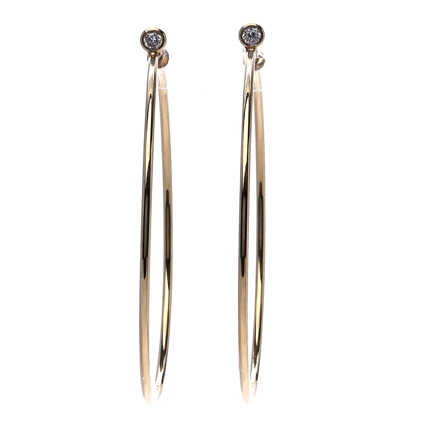 Tiffany 18K Yellow Gold Diamond Medium Elsa Peretti Hoop Earrings 1 of 5