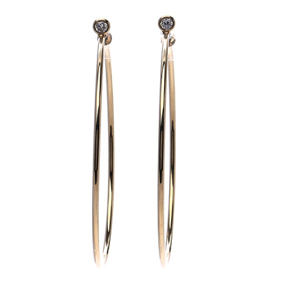 Tiffany 18K Yellow Gold Diamond Medium Elsa Peretti Hoop Earrings 1 of 5