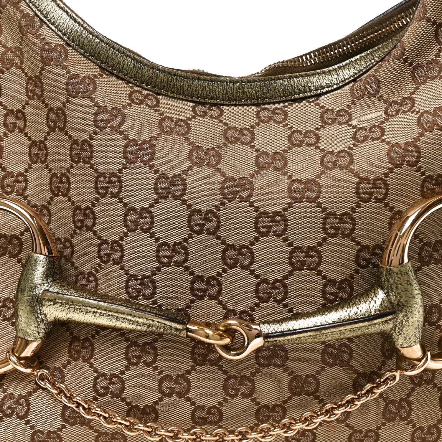 Gucci Monogram Horsebit Chain Hobo Gold 8 of 10