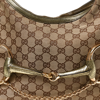 Gucci Monogram Horsebit Chain Hobo Gold 8 of 10