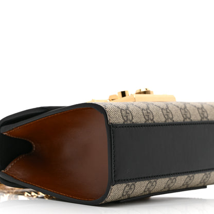 Gucci GG Supreme Monogram Calfskin Small Padlock Shoulder Bag Beige Black Cuir 10 of 11