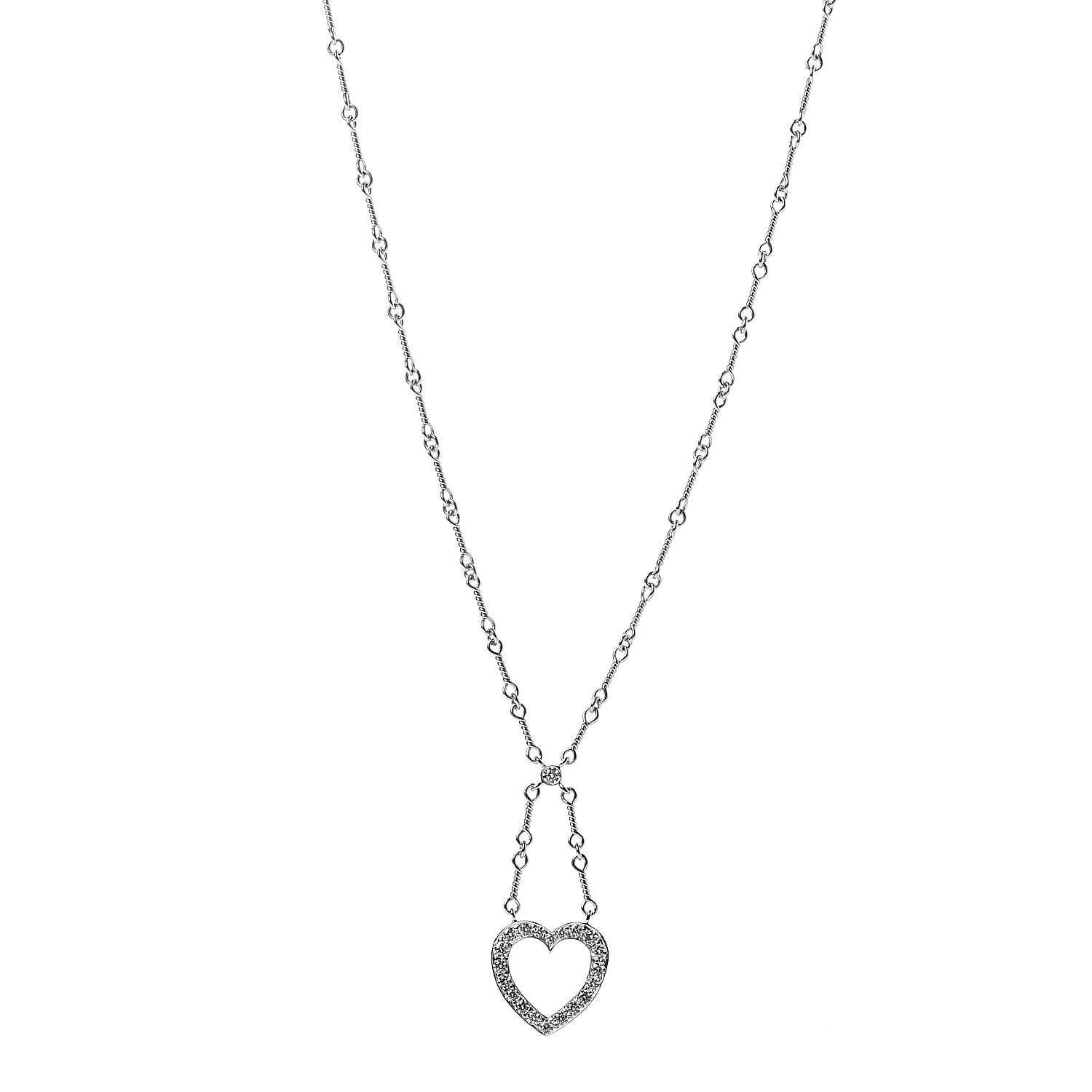 Tiffany Platinum Diamond Heart Drop Pendant Necklace 1 of 7