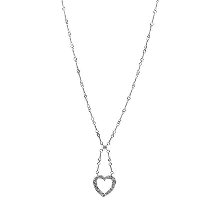 Tiffany Platinum Diamond Heart Drop Pendant Necklace 1 of 7
