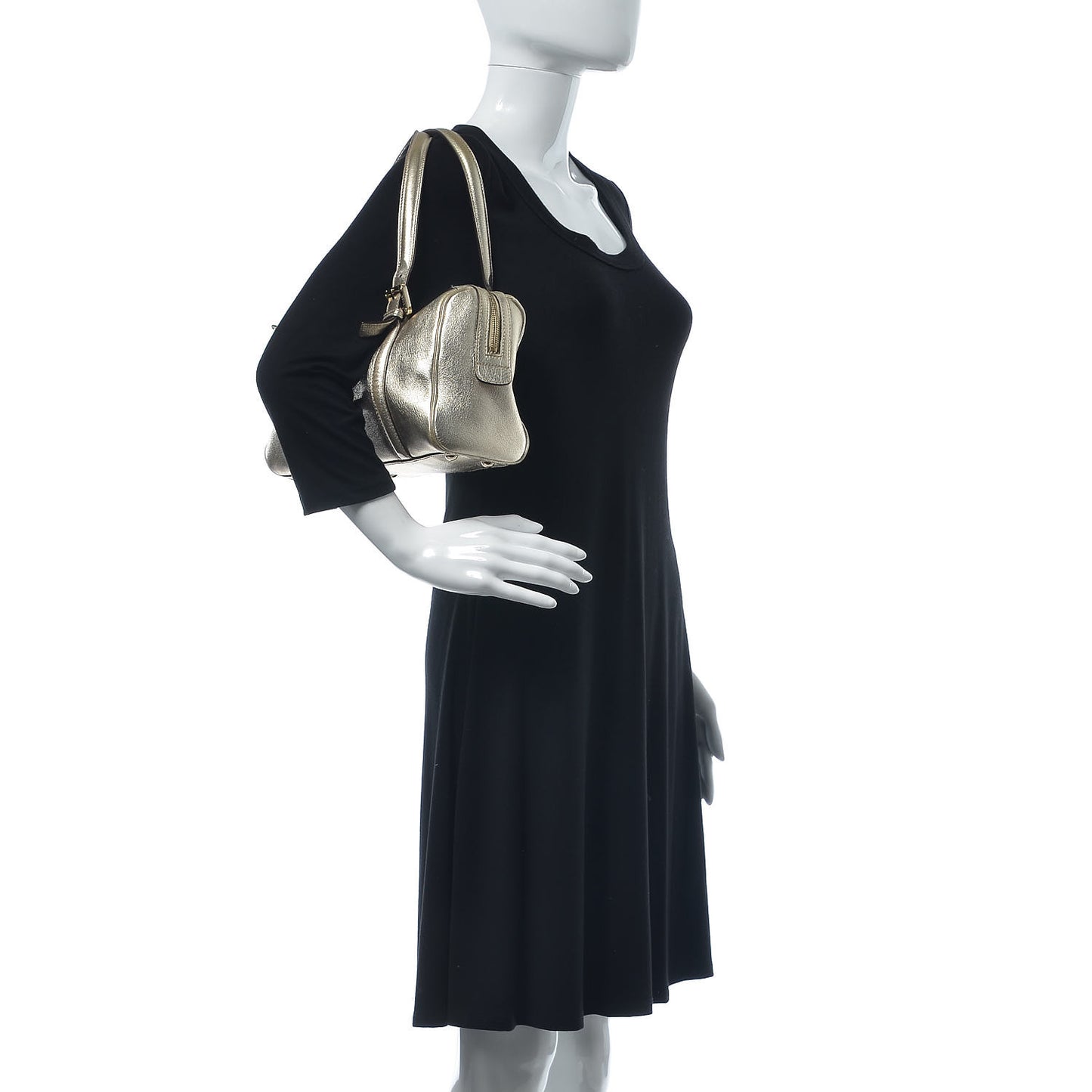 Metallic Calfskin Small Britt Boston Gold