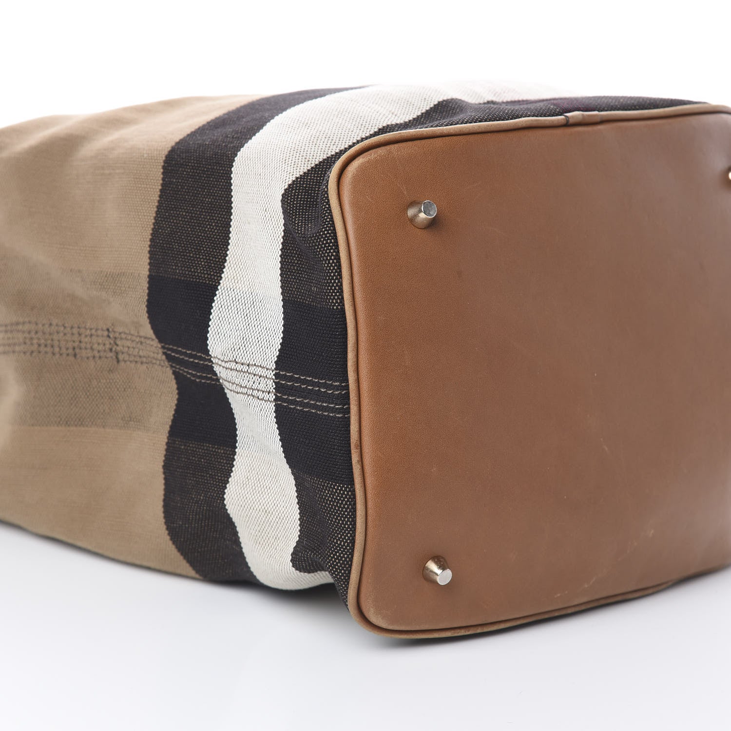 Burberry Canvas Mega Check Medium Ashby Hobo Saddle Brown 5 of 8