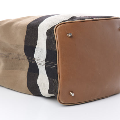 Burberry Canvas Mega Check Medium Ashby Hobo Saddle Brown 5 of 8