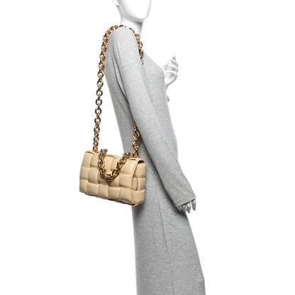 Bottega Veneta Lambskin Maxi Intreccio Padded Chain Cassette Crossbody Bag Porridge 2 of 9