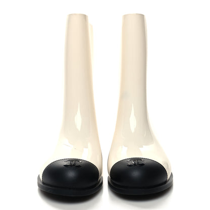 Chanel Rubber Rain Boots 36 Ivory Black 2 of 10