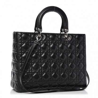 Christian Dior Lambskin Cannage Large Lady Dior Black 3 of 11