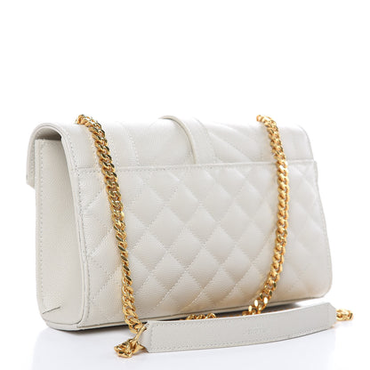 Saint Laurent Grain De Poudre Textured Mixed Matelasse Triquilt Small Monogram Satchel Crema Soft 3 of 11