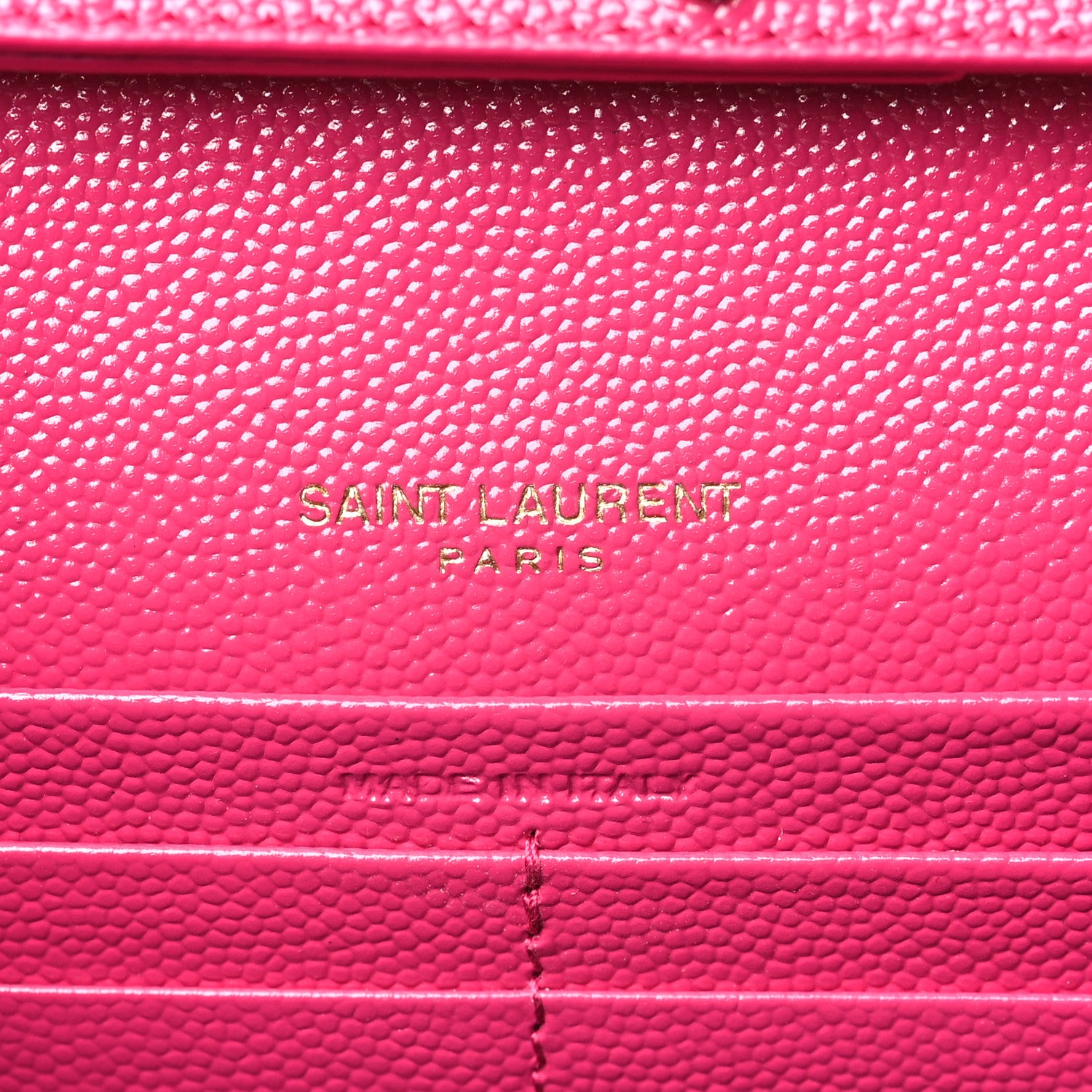 Saint Laurent Grain De Poudre Matelasse Chevron Monogram Chain Wallet Bubblegum 6 of 10